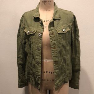 Sunday Saint Tropez Army Khaki Green Linen Jacket